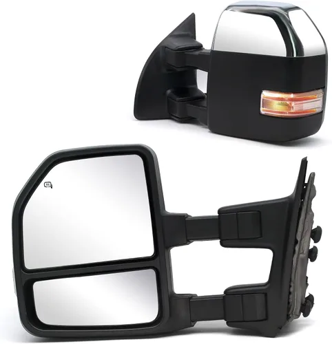 Vista 11 de JZSUPER [Estilo mejorado] Espejos de remolque aptos para camioneta Ford Super Duty F250 F350 F450 F-550 1999-2016, plegado manual, ajuste manual