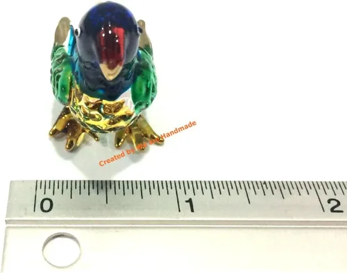 Vista 7 de (Bundle of 2) Handmade Mini Blown Glass 2" Blue Parrot Bird Fantasy Figurine Art, Cool Stuff, Miniature Animals, Home or Garden Decor Gift Ideas
