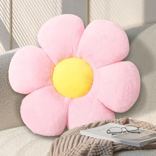 Vista 7 de Almohada de 17.7 Pulgadas en Negro con Forma de Flor – Linda Almohada Decorativa de Estilo Daisy, Almohada Blanda Floral para Asiento, Cojín