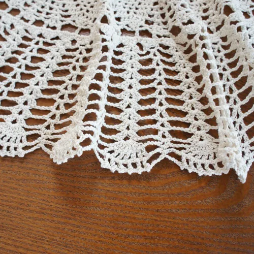 Vista 3 de USTIDE Mantel redondo de algodón hecho a mano, color beige, para boda, 31 pulgadas