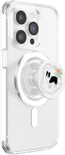 Vista 3 de Amante de Border Collie en blanco y negro para mujer, caminante de perros, mamá, PopSockets MagSafe PopGrip para iPhone