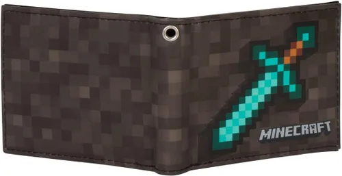 Vista 4 de Minecraft Cartera para niños o niñas diseño de espada de diamante gris