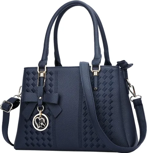 Vista 13 de KKXIU Bolsos tipo satchel para mujer con asa, bolsos de hombro y carteras con bolsillos y cremallera, bolsos cruzados de cuero