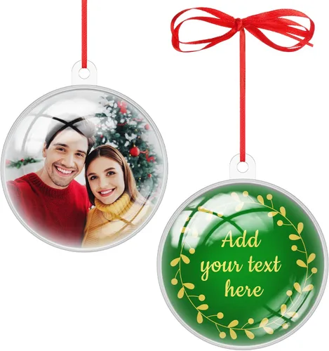 Vista 19 de Adornos de Navidad personalizados con foto, 1-150 paquetes de imágenes de texto con nombre de logotipo personalizado para bodas de Navidad