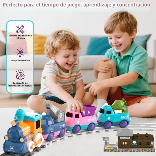 Vista 2 de Juego de tren para niños pequeños, juguete de tren eléctrico para niños de 3 a 5 años, juego de trenes de Navidad para niños de 4 a 8 años