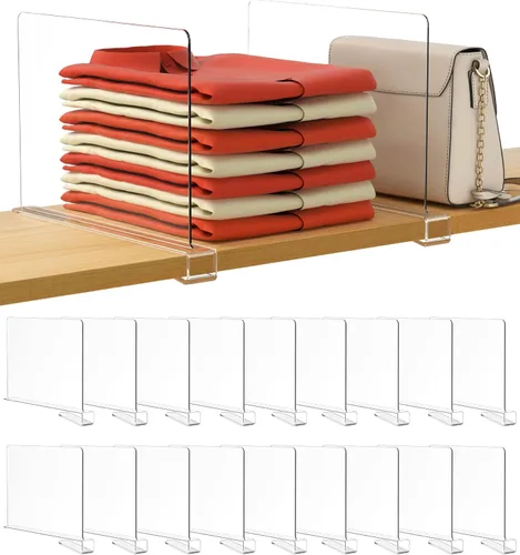 Vista 47 de HBlife 6 separadores de estantes negros, organizador vertical de bolso para armario, perfecto para suéteres, camisas, bolsos en el dormitorio