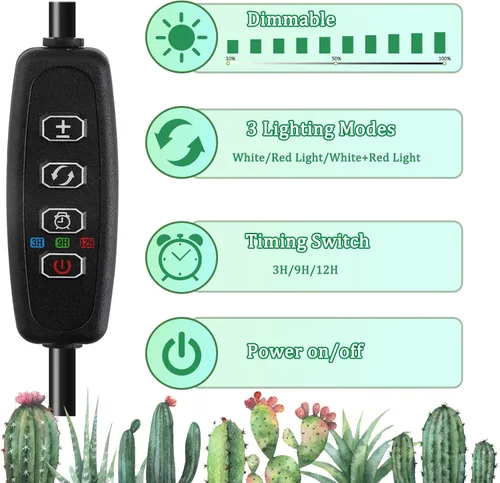 Vista 4 de Luces de Cultivo para Plantas de Interior 20 LED, Luces de Cultivo de Plantas de Interior de Espectro Completo Auto Encendido Apagado