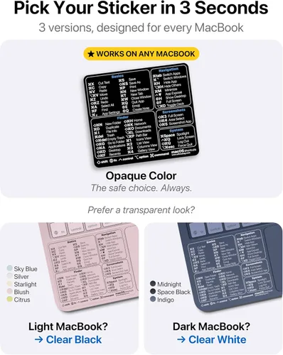 Vista 2 de Pegatina de accesos directos de Mac OS 2026, hoja de trucos de acceso directo de teclado, calcomanía de vinilo, sin residuos, para MacBook Air, Pro