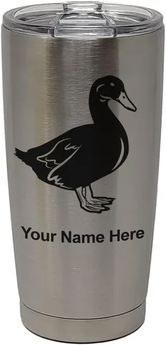 Vista 32 de LaserGram Vaso aislado al vacío de 20 onzas, pato, grabado personalizado incluido (negro) Engraved Gift for Duck Hunters, Vacuum Insulated