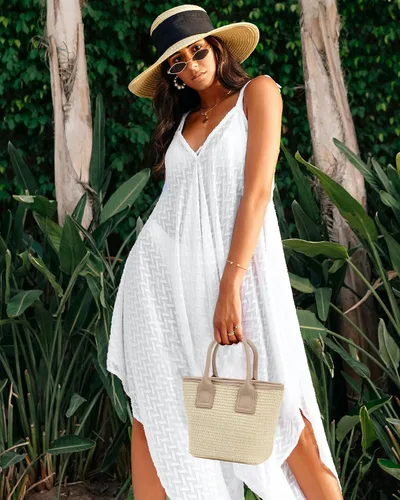 Vista 3 de Goclothod Bolsos de moda Bolso de paja tejido para mujer, bolso de mano de playa de verano