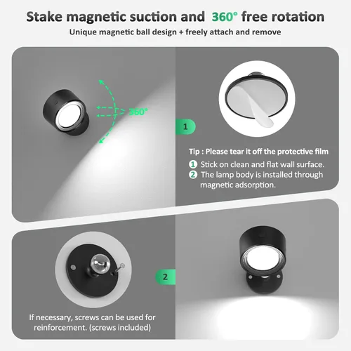 Vista 5 de Lightbiz Luces LED de Pared Montadas 2 Piezas con Control Remoto, Lámpara de Apliques de Pared con Batería Recargable de 3000mAh Operadas