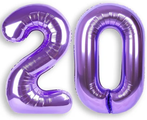 Vista 11 de Globo de número 0 de 40 pulgadas de RainbowQ Party, grande, color púrpura, para niños o niñas, números del 0 al 9, de papel de aluminio y Mylar