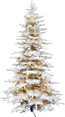 Vista 14 de Fraser Hill Farm Pine Valley - Árbol de Navidad con efecto nevado, 6.5 pies de alto, árbol de Navidad nevado con conexión fácil, luces inteligentes