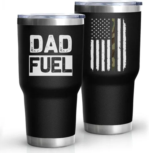 Vista 8 de Vaso de acero inoxidable aislado de 30 onzas con tapa y popote para el Día del Padre, Navidad y cumpleaños