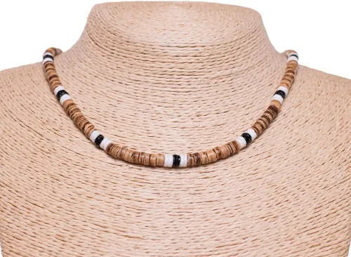Vista 22 de BlueRica Collar de cuentas de concha de coco y puka (18")