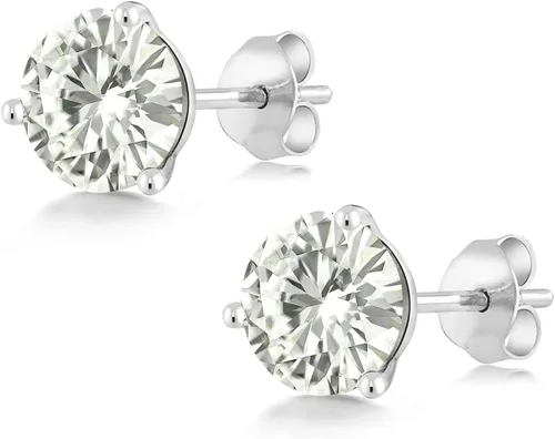 Vista 75 de Gem Stone King Aretes de oro de 14 quilates, 0.236 in, piedra natal redonda, Martini, 3 puntas, aretes de oro para mujer