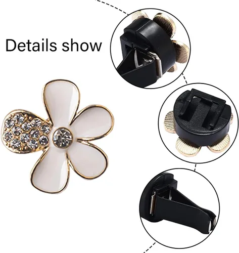 Vista 4 de 6 clips de flores para decoración de ventilación de automóvil, bonita decoración de flores brillantes para mujeres y niñas, con clip, salida de aire