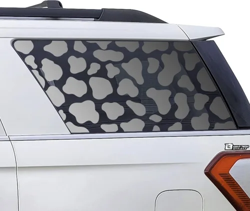 Vista 7 de BOGAR TECH DESIGNS Vinilo adhesivo precortado para ventana con diseño de vaca, calcomanías compatibles con Ford Expedition MAX 2018-2023, negro mate