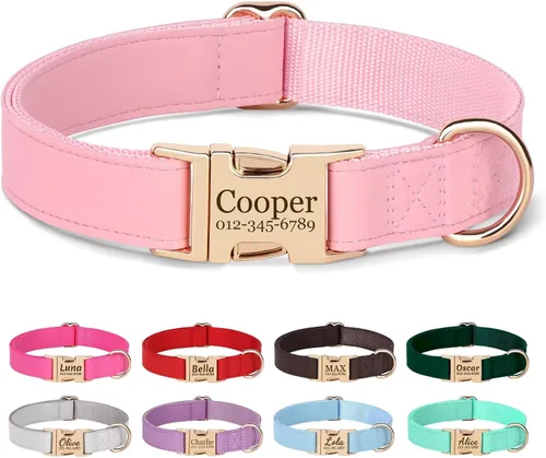 Vista 15 de Collares para perros personalizados de PET ARTIST, collar para perro grabado personalizado con etiqueta de nombre silenciosa, hebilla de liberación