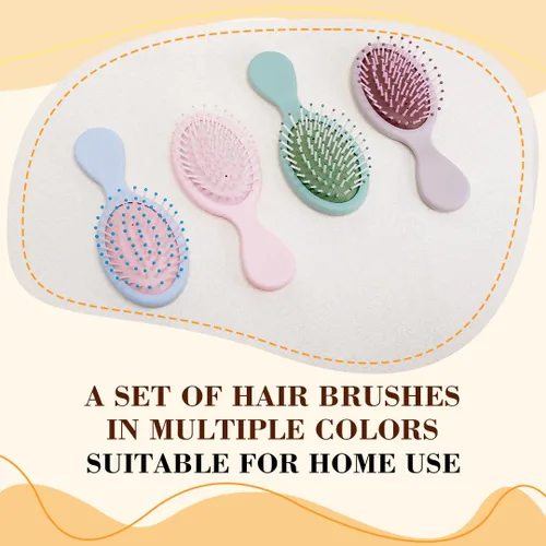 Vista 7 de Bituemly 4 mini cepillos para el pelo, cepillo desenredante de viaje para niñas, niños, mujeres, hombres, cepillo pequeño de bolsillo para cabello
