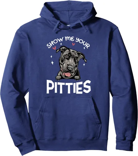 Vista 6 de Pit Bull Dog Show Me Your Pitties Funny Puppy Lovers Pullover Hoodie