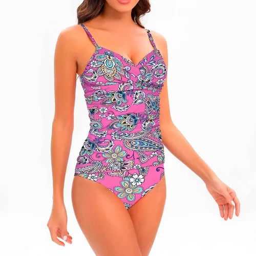 Vista 2 de Traje de baño Individual femenino Smoked Plus V - Collar Mono Bikini novedad Cintura Floral ajustado Bikini bañador