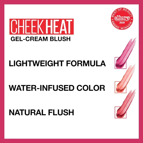 Vista 5 de Maybelline Cheek Heat Rubor en Gel-Crema, Maquillaje Ligero, Sensación Transpirable, Toque Sutil de Color, Aspecto Natural, Acabado Luminoso, Sin