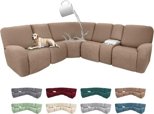 Vista 73 de Fundas de sofá reclinable seccional 100% impermeables para sofá reclinable en forma de L, funda de sofá modular de esquina en forma de L, fundas