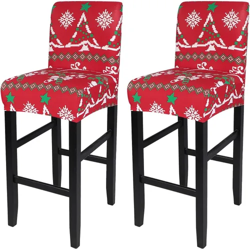 Vista 10 de SearchI Juego de 2 fundas para taburetes de bar, fundas de asiento de taburete elásticas y lavables, fundas para sillas de altura de mostrador