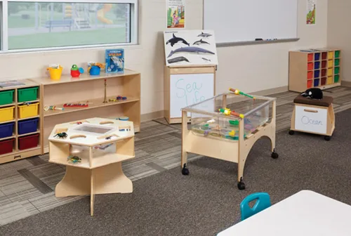 Vista 2 de Jonti-Craft Mesa sensorial transparente, para niños, marrón