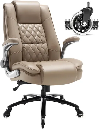 Vista 11 de Silla de oficina con respaldo alto, silla de escritorio ergonómica para Beige