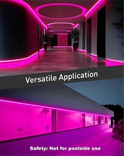 Vista 9 de luces LED de cuerda AC 120V, tira de neón eco de 120LEDs/M sin puntos, conectable y cortable, IP65 impermeable y resistente al clima para el hogar