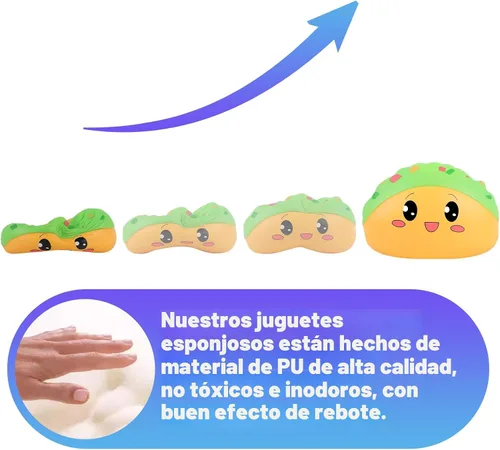 Vista 2 de Anboor - Peluche con forma de taco, lento, de levantamiento lento, juguete para niños, suave, forma de tacos mexicanos, perfumados, alivio