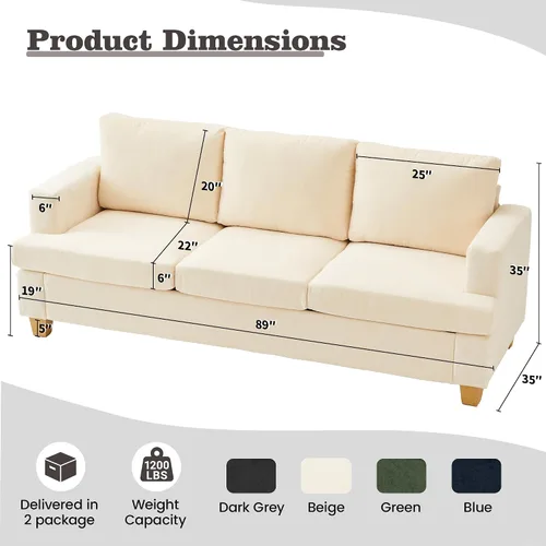 Vista 5 de Apicizon Cloud Couches Juegos de Muebles para Sala de Estar, Juego de Sofá Loveseat de 2 Plazas y Sofá de 3 Plazas para Dormitorio, Cómodo Sofá Cama