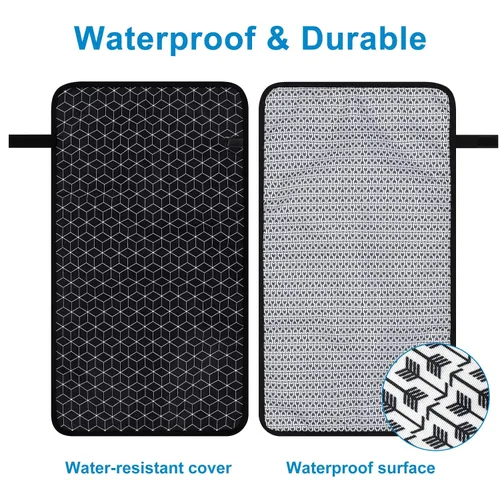 Vista 2 de Accmor Cambiador de pañales portátil, tapete cambiador de bebé impermeable, plegable y portátil, cambiador de viaje para bebé, negro