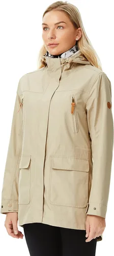 Vista 3 de ALPHA CAMP Chaqueta impermeable para mujer, rompevientos con capucha, ligera, suave, abrigos largos para lluvia