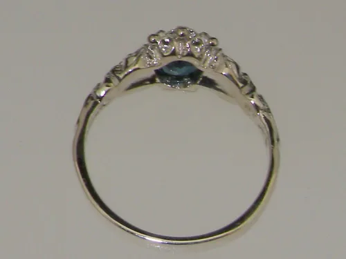 Vista 6 de Anillo de plata de ley 925 real de topacio azul para mujer