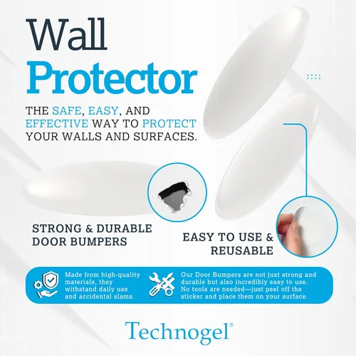 Vista 7 de Technogel Protector – Topes de puerta transparentes para despegar y pegar, protectores de suelo para patas de silla, almohadillas de parachoques que
