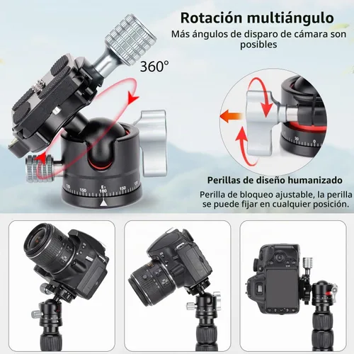 Vista 3 de Koolehaoda Cabeza de trípode de perfil bajo, mini cámara de cabeza de bola Cabeza de bola de 1.102 in