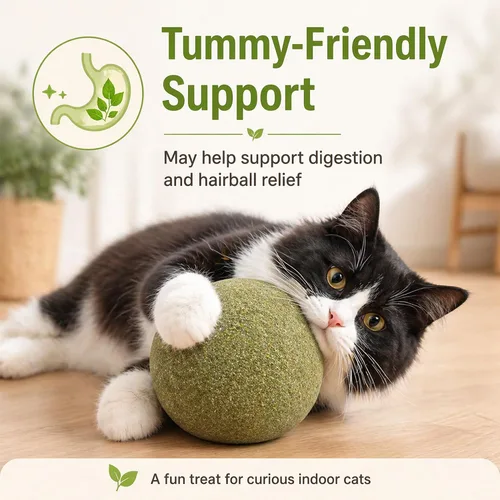 Vista 6 de Pelota enorme de hierba gatera de 3.94 pulgadas para gatos – Juguetes grandes para gatos de interior – Pelotas gigantes para pezones de gato grandes