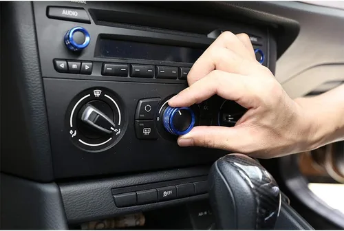 Vista 2 de YIWANG 3 unids para BMW X1 E84 2013 2014 2015 car styling aire acondicionado perillas audio círculo Trim aleación accesorio (azul)