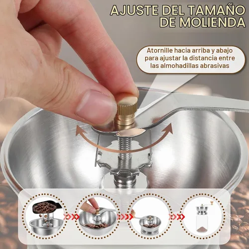 Vista 4 de Molinillo de café con mango de manivela, accesorio de tapa manual para tarros Mason de boca ancha, molinillo de granos de café a mano, molinillo