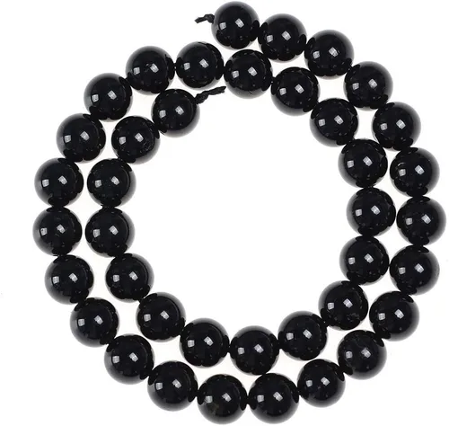 Vista 5 de Cuentas de turmalina negra genuina para pulseras, cuentas de piedras preciosas naturales y potentes para la fabricación de joyas