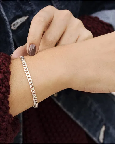 Vista 5 de 925 Sterling Silver Cuban Link Chain Bracelet 3mm 5mm 8mm Silver Bracelet for Men Women 6.5-9 Inches