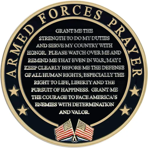 Vista 4 de Moneda de Oración de las Fuerzas Armadas de la Fuerza Aérea - Moneda de Desafío del Valor de la USAF - Regalos para la Fuerza Aérea - Negocio Usmc