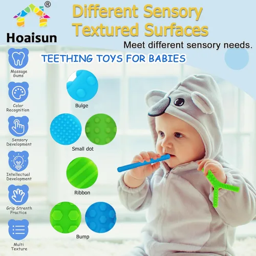 Vista 4 de Juguetes sensoriales masticables para niños autistas, paquete de 4, pajitas de dentición de silicona para autismo, TDAH, SPD, mordeduras