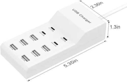 Vista 3 de Estación de carga USB para múltiples dispositivos, cargador de pared USB, tira de concentrador de energía, enchufe inteligente, bloque de carga, 4