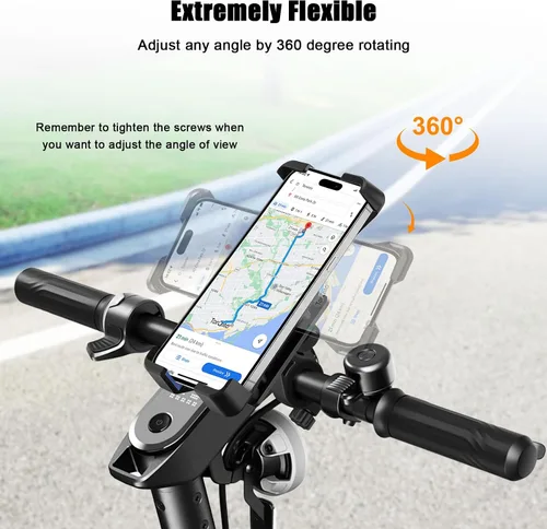Vista 6 de Soporte de teléfono para motocicleta, soporte para teléfono de bicicleta para manillar - Abrazadera universal para teléfono celular para iPhone