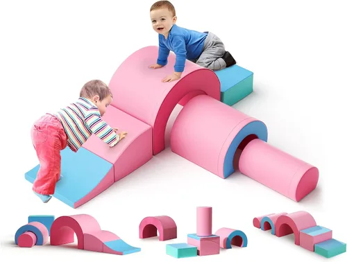 Vista 16 de Lischwert Bloques de escalada de espuma para niños pequeños de 1 a 3 años, juego suave de 4 piezas con juguetes de exploración para gatear, bloques