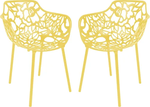 Vista 15 de LeisureMod Devon Collection - Sillas con brazos de comedor forestales, de aluminio para interiores y exteriores, apilables, para comedor, sala